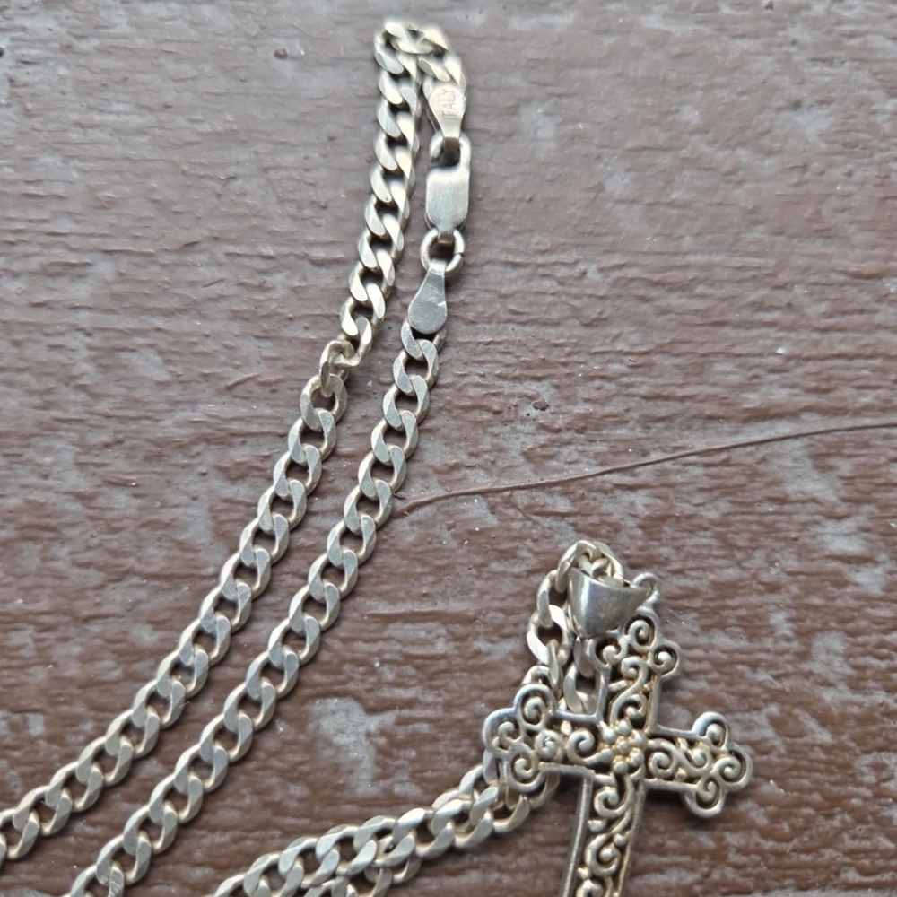 Sterling Silver Cross Pendant Necklace - Silver